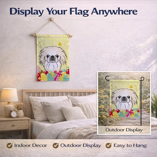 Vista 432 de Caroline's Treasures BB1923GF Bandera decorativa para jardín con diseño de Border Collie, para caza de huevos de Pascua, para jardín, jardín, patio