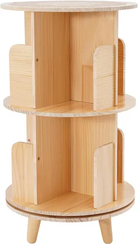 Vista 11 de Estantería giratoria, estantería esquinera independiente de 360 grados para espacios pequeños, estante de almacenamiento de madera maciza 1-Tier