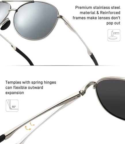 Vista 3 de Cyxus Gafas de sol polarizadas para hombre lentes de espejo clásicos protección UV