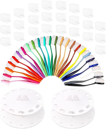 Vista 12 de Yoseng 10 pinceles de mezcla de tinta para hacer tarjetas, manualidades de papel surtido de amplia aplicación con mango de código de color y tapas