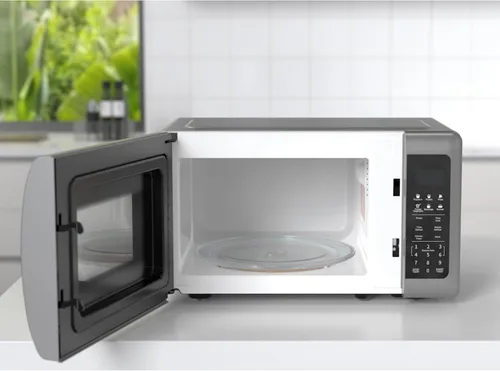 Vista 5 de Emerson MW7601SL Horno microondas para encimera con elegante puerta de vidrio con acabado espejo, 700 W, 10 niveles de potencia y 6 ajustes