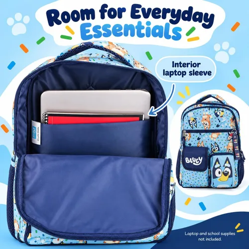 Vista 4 de AI ACCESSORY INNOVATIONS Mochila para niños, bolsa de libros con múltiples bolsillos con correas de hombro ajustables y espalda acolchada, Azul
