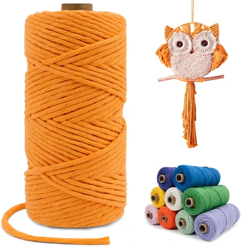 Vista 86 de Cuerda de macramé de una sola hebra de 0.197 in x 110 yardas, cuerda de macramé de algodón natural de 0.197 in, cuerda de algodón grueso para colgar