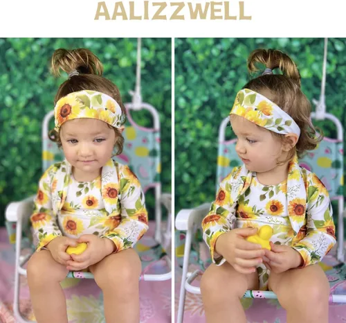 Vista 3 de Aalizzwell Bañador de manga larga de una pieza para bebé niña