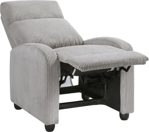 Vista 15 de Lexicon Sillón Reclinable de Pana con Respaldo Empujable Sillón Butaca Reclinable de Empuje hacia Atrás, Marco de Madera Sólida y Base de Metal Gris