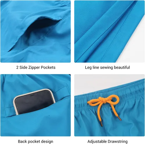 Vista 5 de HEROBIKER Traje de baño para hombre, de secado rápido, con forro de malla, para playa, tabla de surf
