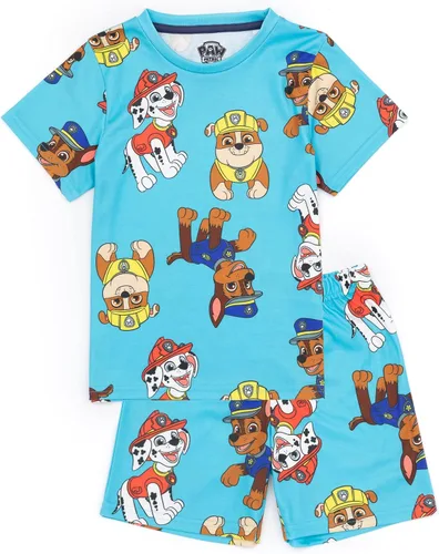 Vista 2 de Paw Patrol Paquete de 2 pijamas para niños pequeños Marshall Rubble Chase Rescue Pups, conjunto de camiseta y pantalones cortos