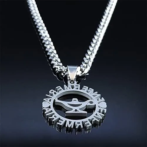 Vista 3 de Stainless Steel Enfermeria Balance Chain Necklaces WomenMen Silver Color Allah's Lamp Necklaces Jewelry Joyeria