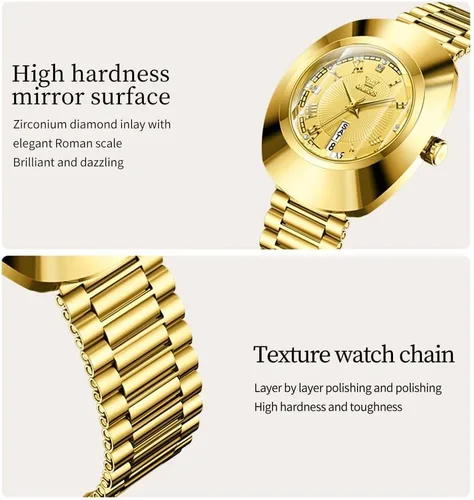 Vista 6 de OLEVS Womens Watches Gold Diamond Tungsten Steel Luxury Dress Classic Ladies Calendar Week Wrist Watches for Women
