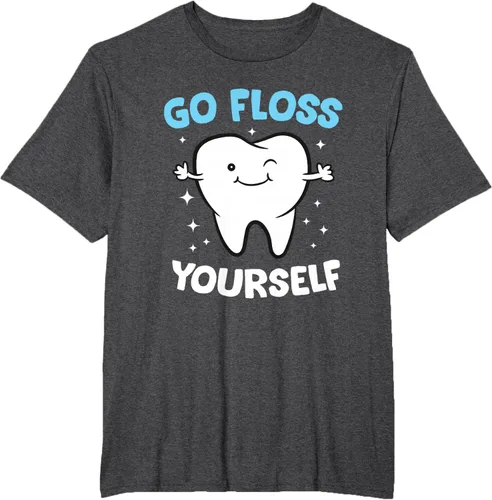 Vista 24 de Camiseta higienista dental, asistente dental, Go Floss Yourself dentista, Negro, S