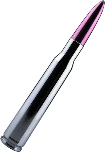 Vista 5 de VMS Racing 50 Cal Caliber - Antena de bala de punta cromada rosa en calibre pesado mecanizado CNC de aluminio corto compatible con Chevrolet