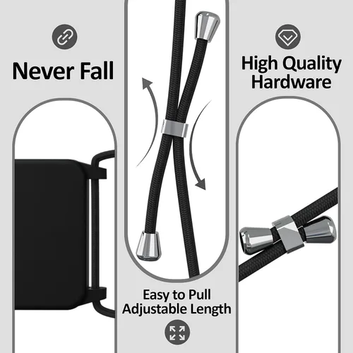 Vista 3 de Funda de teléfono con correa cruzada para iPhone 12 Pro Max, cuerda ajustable, cordón para el cuello del cinturón, cordón desmontable de cuerda