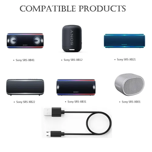 Vista 2 de Cable de cargador de altavoz Sony compatible con Sony SRS-XB41 SRS-XB12 SRS-XB20 SRS-XB21 SRS-XB22 SRS-XB31 SRS-XB32 SRS-X3 SRS-X2 SRS-HG2 SRSBTV5