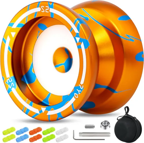 Vista 13 de Yoyo profesional S2 para niños y adultos, Yo Yo Yo de metal sensible Yoyo que no responde, yoyo de doble propósito + rodamiento KK + 10 cuerdas +