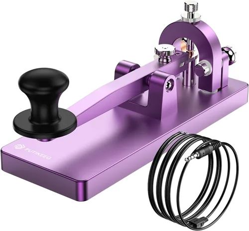 Vista 7 de Putikeeg CW Telegraph Key - Llave clásica de código morse de acero inoxidable resistente, radioaficionado de onda corta, oscilador de práctica