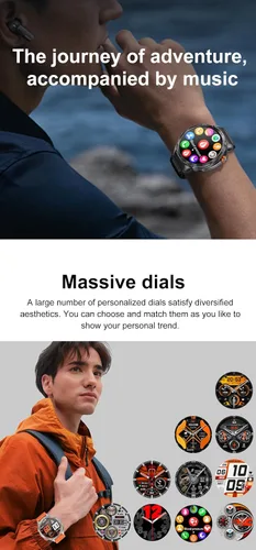 Vista 8 de Reloj inteligente militar, pantalla AMOLED ultra clara de 1.75 pulgadas, monitor de frecuencia cardíaca de oxígeno en sangre Spo2, batería de 730