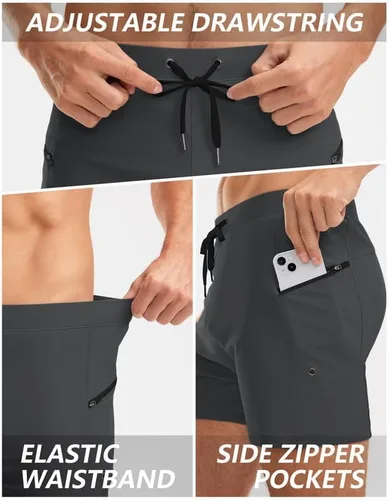 Vista 4 de G Gradual Traje de baño para hombre con bolsillos con cremallera, de secado rápido, traje de baño de natación, pantalones cortos para hombre