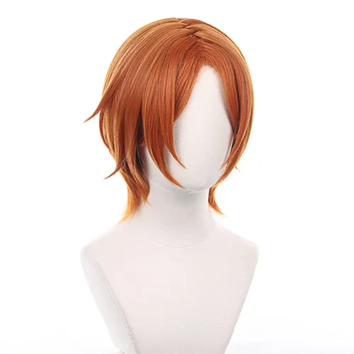 Vista 2 de XiongXiongLe Peluca de anime de Halloween, cosplay, anime, naranja, corto, para hombre, pelucas de repuesto para adultos, fiestas, juegos de rol