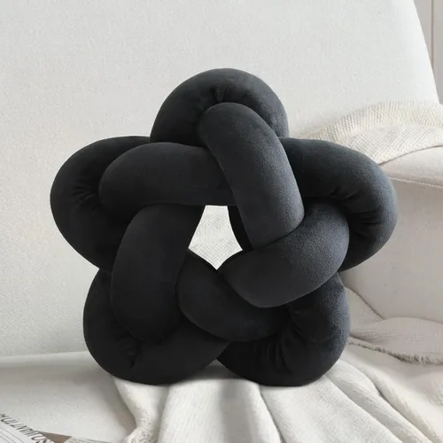 Vista 7 de Almohada de felpa con nudo hecha a mano, almohada de estrella anudada suave para sofá, cojín lumbar, cojín de estrella de relleno para el hogar