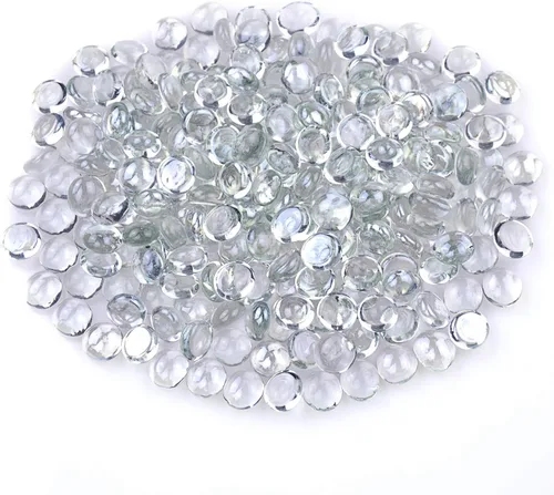 Vista 15 de KINGOU Gemas/cuentas/piedras de vidrio plano para relleno de jarrón, dispersión de mesa, juegos - 1 lb (0.551-0.630 in, aprox. 5/8 pulgadas)