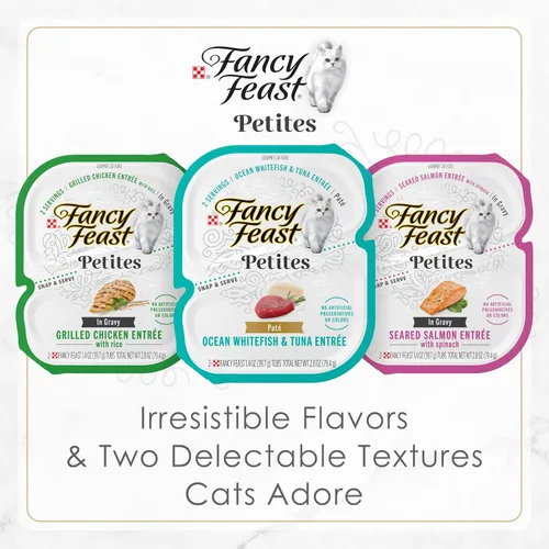 Vista 11 de Purina Fancy Feast Petites - Entree de salmón chamuscado con espinacas en salsa, alimento húmedo gourmet para gatos, (paquete de 12) tubos de 2.8