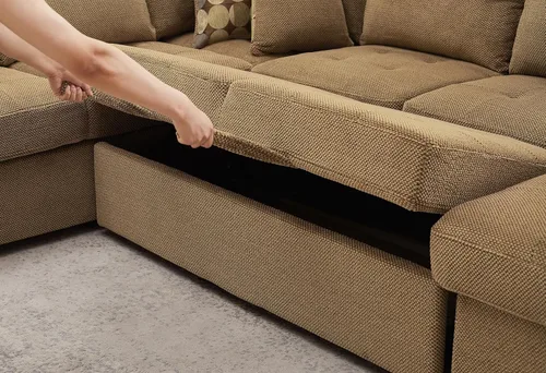 Vista 5 de THSUPER Sofá Seccional con Cama de 123 pulgadas con Cama Extraíble, Sofás Seccionales de Gran Tamaño con Chaise de Almacenamiento Sofás