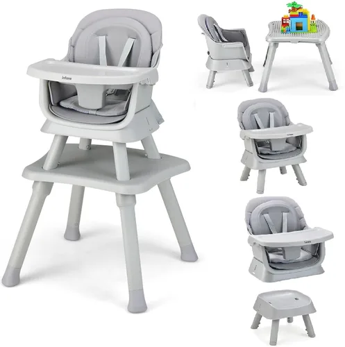 Vista 12 de INFANS Silla alta 8 en 1 para bebés y niños pequeños, asiento elevador Azul bebé