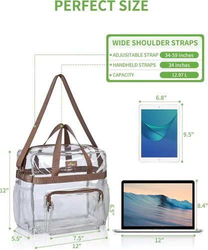 Vista 96 de MAY TREE Bolsa transparente para eventos en estadios de 12 x 6 x 12 pulgadas, bolsa de almuerzo transparente con correas reforzadas para trabajo