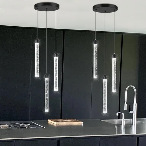 Vista 14 de Candelabros de cristal modernos de 1 luz LED regulable Iluminación colgante para isla de cocina, comedor, pasillo