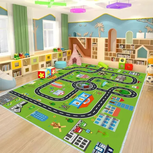 Vista 2 de Alfombra de juego para niños, alfombra de juego para sala de juegos infantil, alfombra de juegos para la vida urbana, ideal para jugar con autos