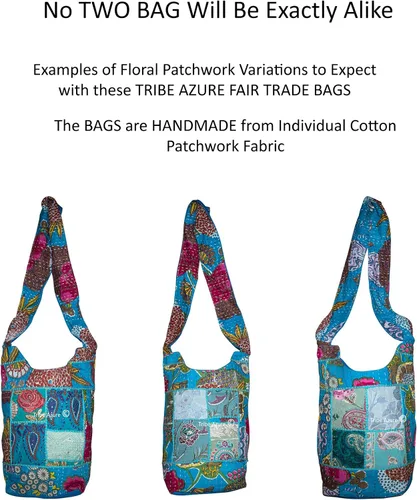 Vista 11 de Tribe Azure - Bolso bandolera de lona para mujer, estilo hobo, floral, para verano, bohemio