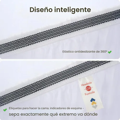 Vista 5 de Sábana bajera, 100% de algodón orgánico, tejido de percal, refrescante, ligera, ajustada, fresca, tamaño individual, color blanco brillante
