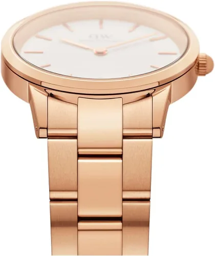 Vista 4 de Daniel Wellington Iconic Link Reloj pulsera de eslabones de oro rosa o plata