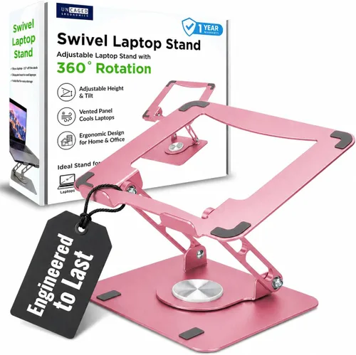 Vista 11 de Uncaged Ergonomics Soporte giratorio para computadora portátil, soporte ajustable para iPad para escritorio con rotación de 360°, soporte portátil