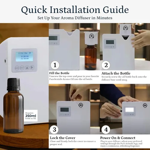 Vista 5 de Puro Sentido By: Scentrade, Difusor Portato, Difusor de aromaterapia con tecnología Difusor de aceite esencial silencioso y sin agua, máquina