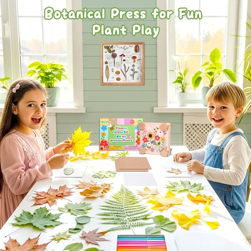 Vista 2 de Aboofx Creativity - Kit de arte de flores prensadas para niños, kit de prensa de flores pequeñas para manualidades de flores prensadas y prensado