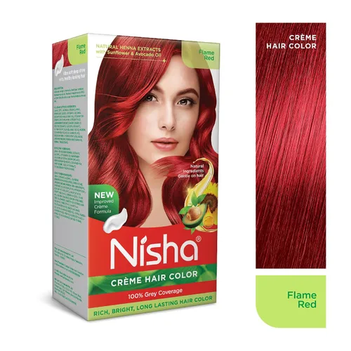 Vista 2 de Nisha - Tinte cremoso para el cabello (150 ml/cada) rojo llama, paquete de 1