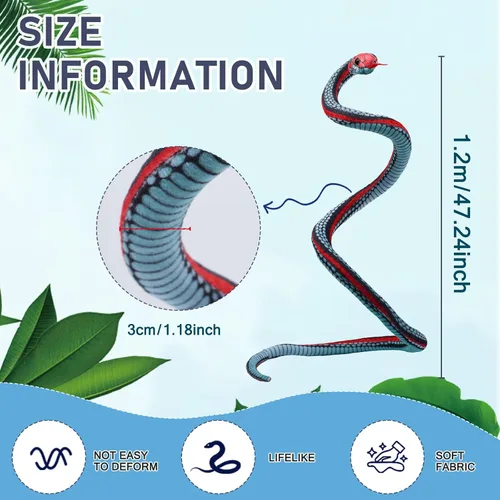 Vista 2 de Muñecas de serpiente de 3.6 pies de largo, animales de peluche suaves y realistas, bromas de peluche, juguetes para niños, regalos para niños