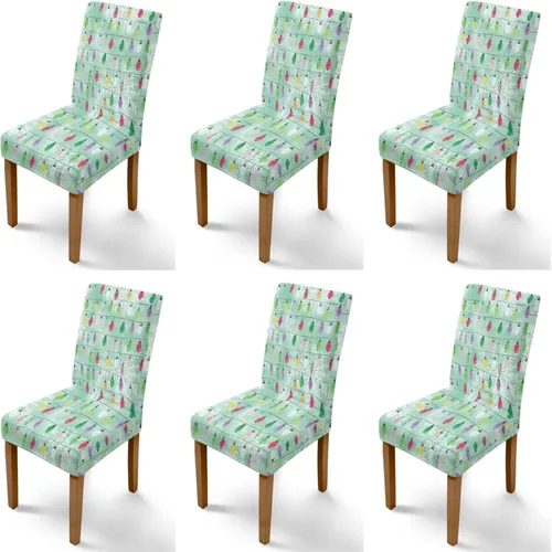 Vista 93 de Rnyleeg Fundas navideñas para sillas de comedor, fundas de asiento de comedor con estampado de campanas brillantes, juego de 1 funda suave y lavable