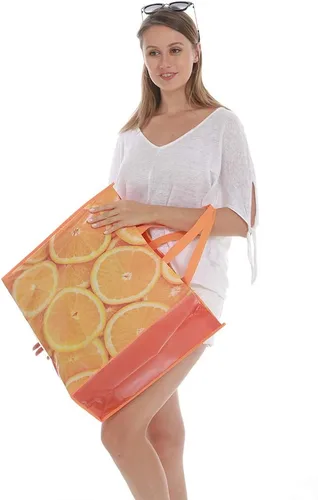 Vista 7 de FENELY Paquete de 6 bolsas de compras reutilizables, bolsas de la compra grandes plegables resistentes, ecológicas, impermeables de nailon Ripstop