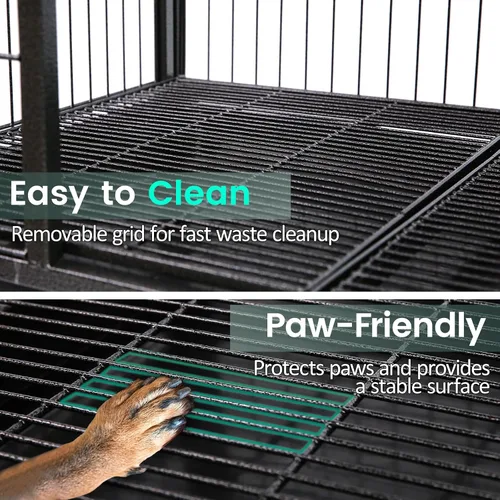 Vista 5 de Jaulas de dos niveles de 30 pulgadas para perros pequeños, jaula para perros de tamaño mediano para 2 perros, jaula resistente para perros, perreras