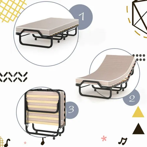 Vista 7 de Muebles para el hogar, cama extra plegable, base de cama plegable con carga de invitados, cama extra tamaño individual, cama plegable conveniente