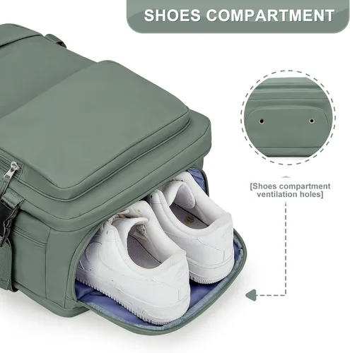 Vista 5 de PAUBACK Mochila de transporte, mochila de viaje grande para mujeres y hombres, aprobada por vuelos, mochila de viaje aprobada por aerolíneas, Verde