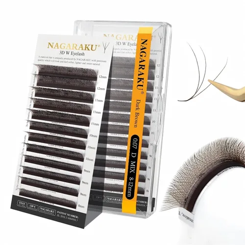 Vista 110 de NAGARAKU Extensiones de pestañas prefabricadas en abanico 3D W 0.05 C 0.315 0.05-C 3D W
