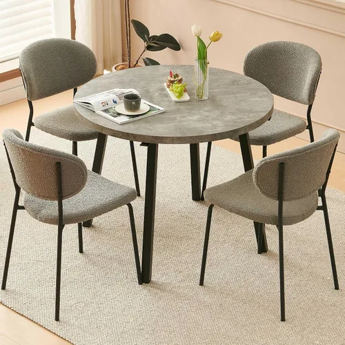 Vista 18 de Homedot Juego de 2 sillas de comedor tapizadas negras, modernas sillas de cocina de mediados de siglo tapizadas con cojín acolchado para comedor