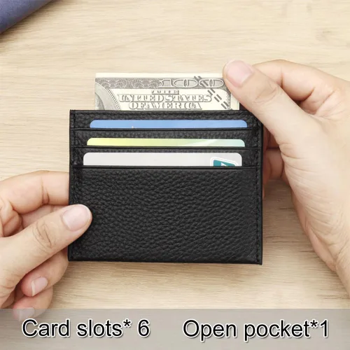 Vista 2 de Cartera Delgada para Tarjetas de Crédito Ultra Delgada Cartera Larga para Tarjetas Bolsillos con Cremallera Estuche para ID Cartera Pequeña Compacta