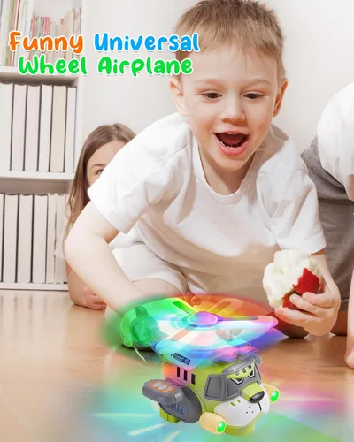Vista 2 de Avión de Juguete para Niños Estilo Tigre – Helicóptero Eléctrico con Luces y Sonidos, Hélice Giratoria 360°, Acción de Choque y Marcha – Juguete