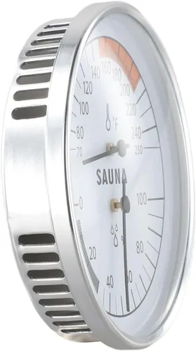 Vista 6 de Sauna Thermometer and Hygrometer for Steam Room, Heat Resistant Gauge for Wooden Finnish Sauna, Easy Read Metal Spa Monitoring Device