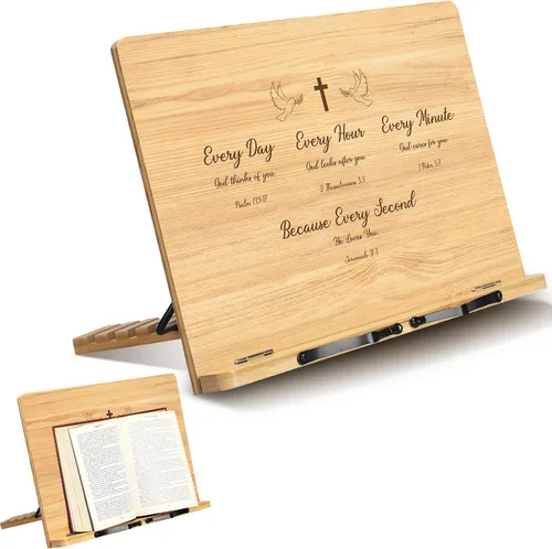 Vista 8 de Geelin Regalo cristiano de bautismo para mujer, soporte grande para la Biblia para el Día de la Madre, para exhibir en casa, soporte ajustable