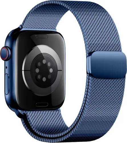 Vista 16 de QOKNUL Compatible with Apple Watch Bands for Women Men Stainless Steel Negro